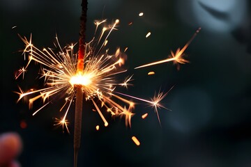  Burning sparkler with bokeh light background.Gleaming sparklers and fireworks glimmer of joy. Cheers to a prosperous new year,fireworks in the night - obrazy, fototapety, plakaty