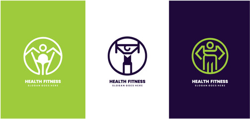 logo set of a healthy fitness center. - obrazy, fototapety, plakaty