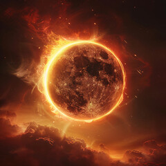 Obraz premium Solar Eclipse Brilliance: Celestial Shadows and Light