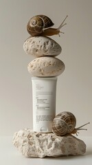 mockup of cream with snail ingredients, subject shooting