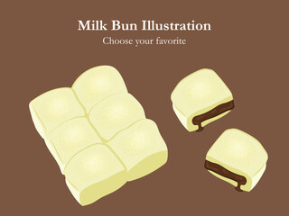milk bun vector thailand bread illustration japanese homemade sweet bake cake bun bakery indonesia