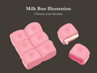 milk bun vector thailand bread illustration japanese homemade sweet bake cake bun bakery indonesia