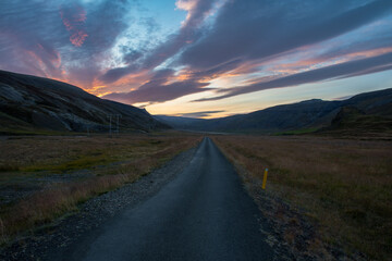 Rural countryside road in west Iceland