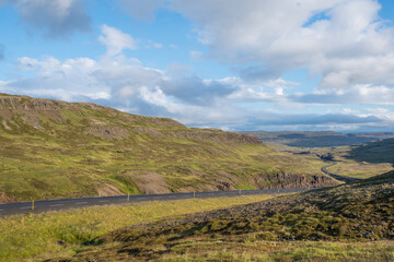 Fototapeta premium View over a valley in Borgarfjordur in Iceland