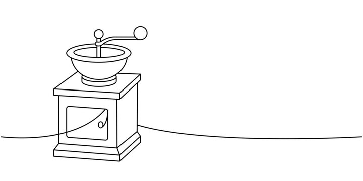 recommend clip art: Coffee grinder one line continuous drawing. Hand drawn elements for cafe menu, coffee shop. Vector linear illustration.