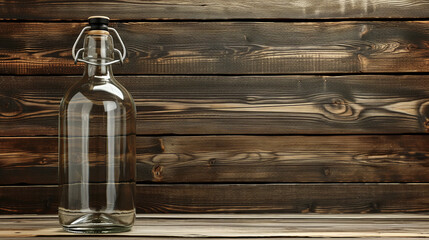 Transparent water bottle, crisp and eco-conscious, embodying hydration and portability
