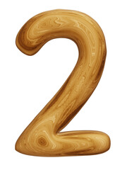 Wooden number 2 for math, education and business concept