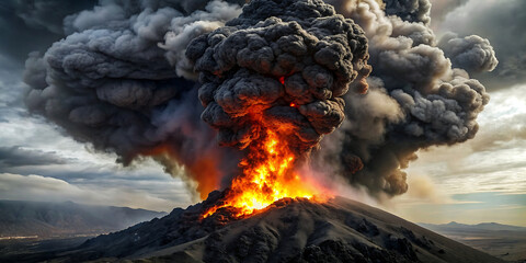 volcano eruption - obrazy, fototapety, plakaty