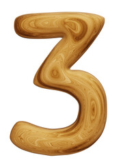 Wooden number 3 for math, education and business concept