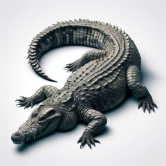 Image of isolated crocodile against pure white background, ideal for presentations

