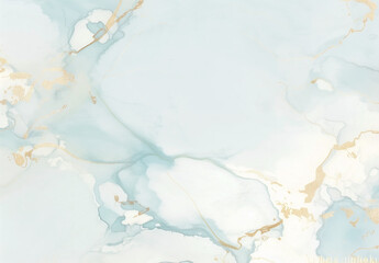 Light blue watercolor background with gold marble texture, pastel colors, minimalistic style, pastel colors, minimalistic style,