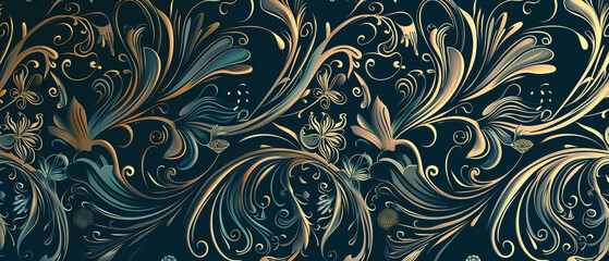 Art nouveau inspired design with flowing lines and floral motifs8K