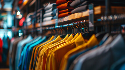Fototapeta premium clothes on hangers at a shop or boutique shirts