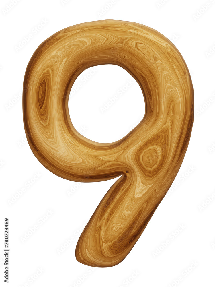 Poster wooden number 9 for math, education and business concept