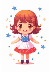 Vector cartoon girl character