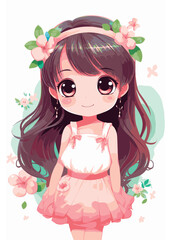 Vector cartoon girl character