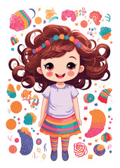 Vector cartoon girl character