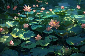 Blooming flowers Water lilies on a pond, summer time