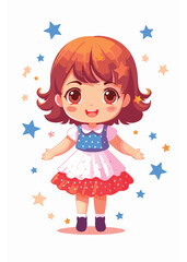 Vector cartoon girl character