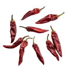 Fotobehang illustration of dry red color chillies, Isolated on transparent PNG background, Generative ai © Rajesh