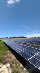 Impressive Solar Panel Farm Glinting Under the Clear Blue Sky