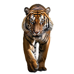 a majestic Royal bengal tiger walking, Isolated on transparent PNG background, Generative ai - obrazy, fototapety, plakaty