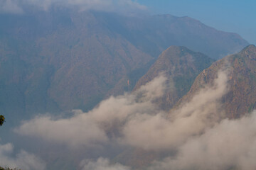 Dramatic view of the mountain range in the morning