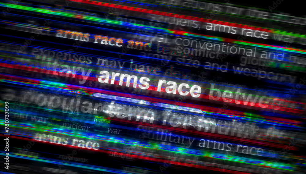 Poster Arms race headline titles media 3d illustration