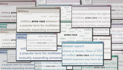 Arms race headline titles media 3d illustration