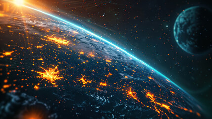 Obraz premium Planetary Horizon: Dawn of a New Tech Era