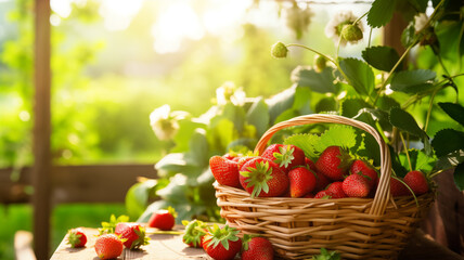 fresh strawberries in a basket
