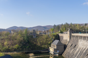 View to the dam of the german lake Edersee