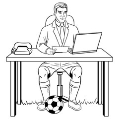 Businessman soccer coloring book PNG
