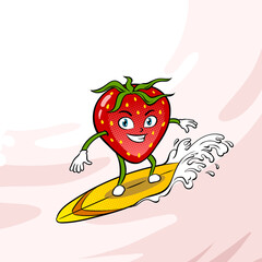 Strawberry surf sea pop art PNG illustration
