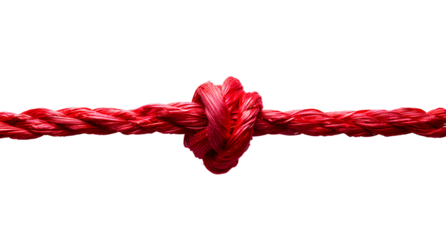 Red rope with knot PNG. Red thick string with rope in the middle isolated. Shoe lace string PNG. String top view PNG. Red rope flat lay PNG