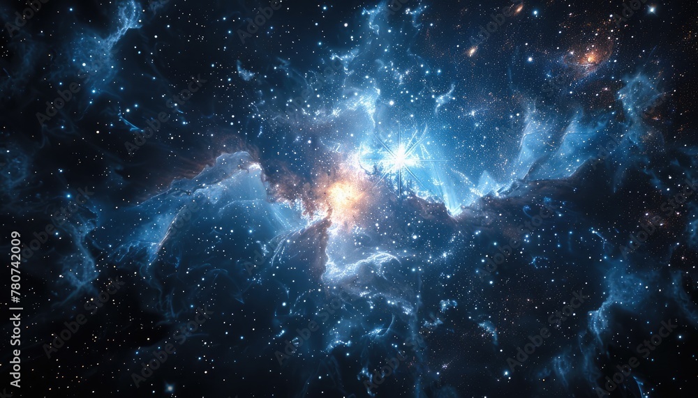 Canvas Prints a blue and white star with a bright light in the middle by ai generated image