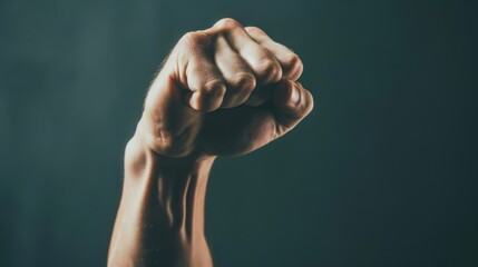 Mans Arm Raised in Fist