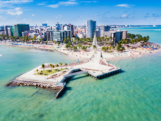 Aerial view of the city of Maceió with Marco dos Corais and Ponta Verde Beach - obrazy, fototapety, plakaty