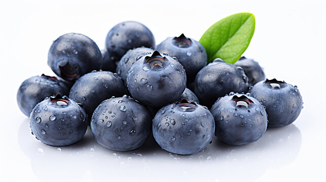 A Pile of Fresh Blue Berry Fruit On Isolated White Background