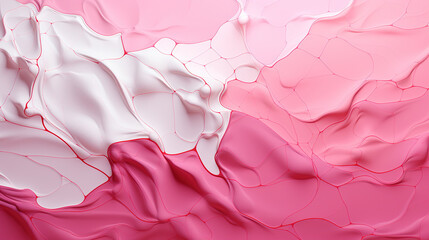 White and Red Liquid Paint Wavy Texture on a Pink Color Background