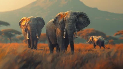 Foto op Plexiglas anti-reflex elephants roaming the African savannah © LVSN