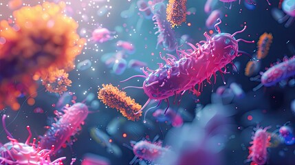 A 3D depiction of antibiotic-resistant bacteria - obrazy, fototapety, plakaty