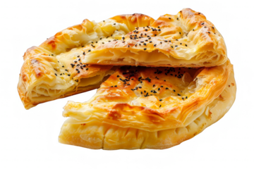 Golden Baked Burek Isolated on White Background