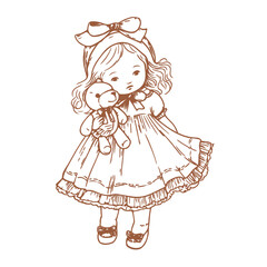 A little girl is holding a teddy bear