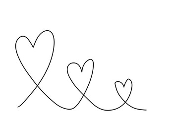 continuous line drawing of heart shape simple linear style Doodle vector illustration.