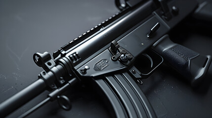 Detailed Isolation: A Close Encounter with the Compact and Powerful MP5 Submachine Gun - obrazy, fototapety, plakaty