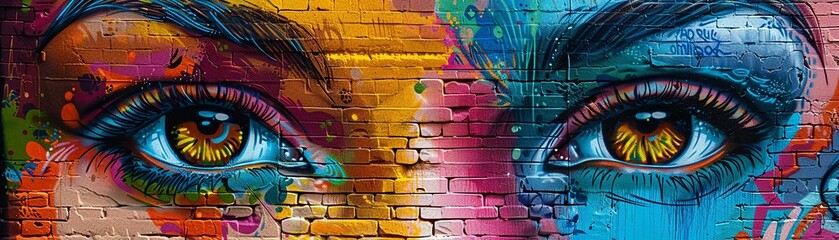 Colorful street art mural discovery, vibrant, urban, creativity, illustration