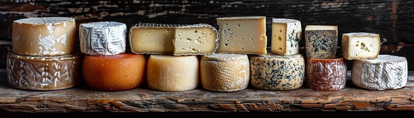 Rustic artisan cheese shop, traditional, culinary, food, high contrast