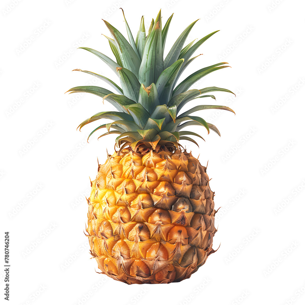 Poster pineapple isolated on a transparent background, generative ai