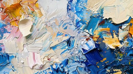 Abstract palette knife, rich textures, cool hues, wide crop